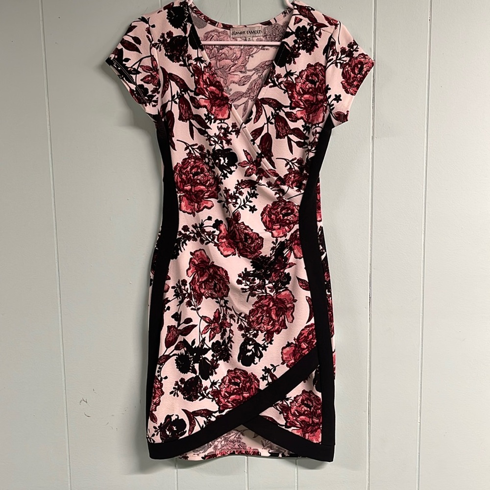 Pink and black floral dress